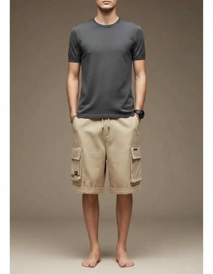 Pantalon Cargo Beige Décontracté Multi-Poches Homme - Toile
