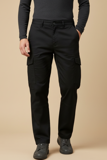 Pantalon Cargo Droit - Noir Toile