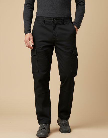 Pantalon Cargo Droit - Noir Toile
