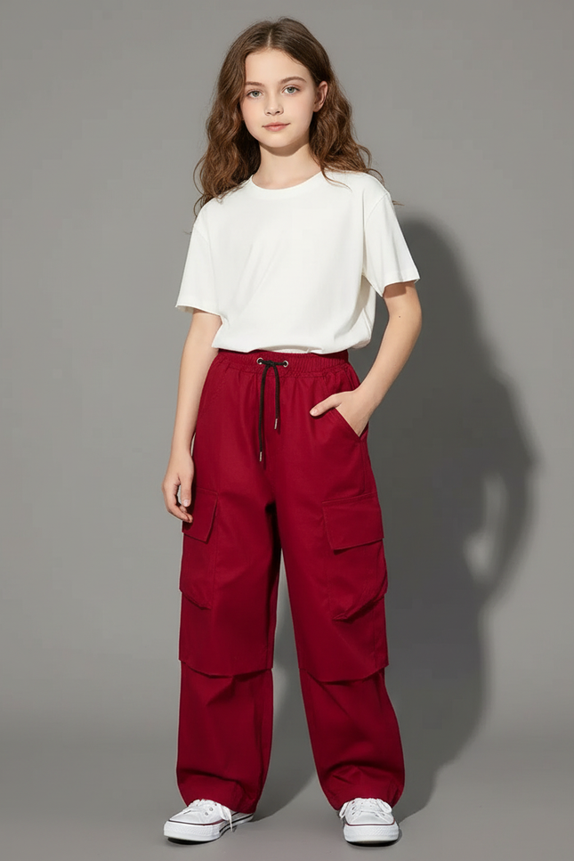Pantalon Cargo Fille Bordeaux Parachute - Polyester