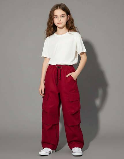 Pantalon Cargo Fille Bordeaux Parachute - Polyester