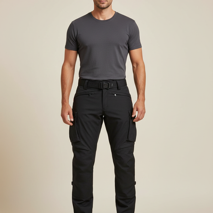 Pantalon Cargo Noir Homme Technique Imperméable Coupe Droite - Polyester
