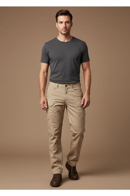 Pantalon Cargo Beige Homme Multipoches Décontracté - Toile