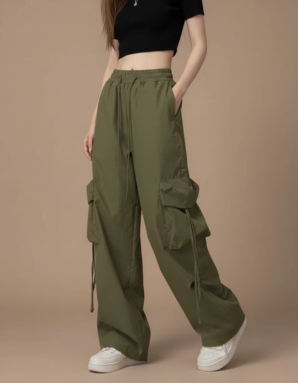 Pantalon Cargo Militaire Femme - Kaki Polyester