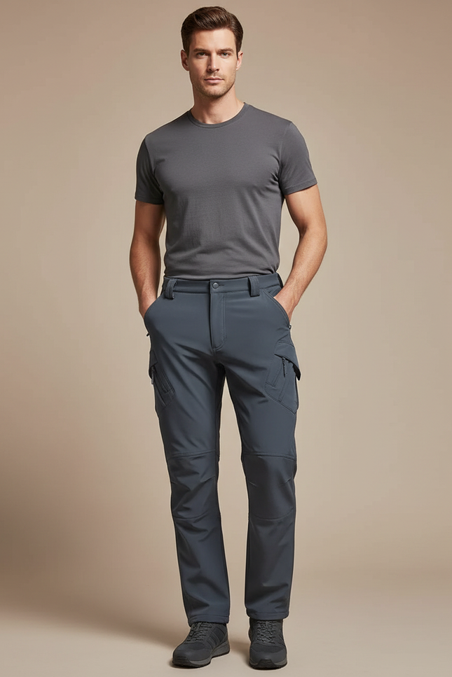 Pantalon Cargo Thermique Homme - Bleu Polyester