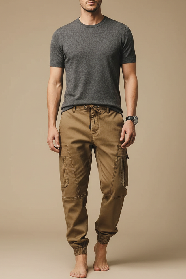 Pantalon Cargo Vintage Homme - Kaki Toile