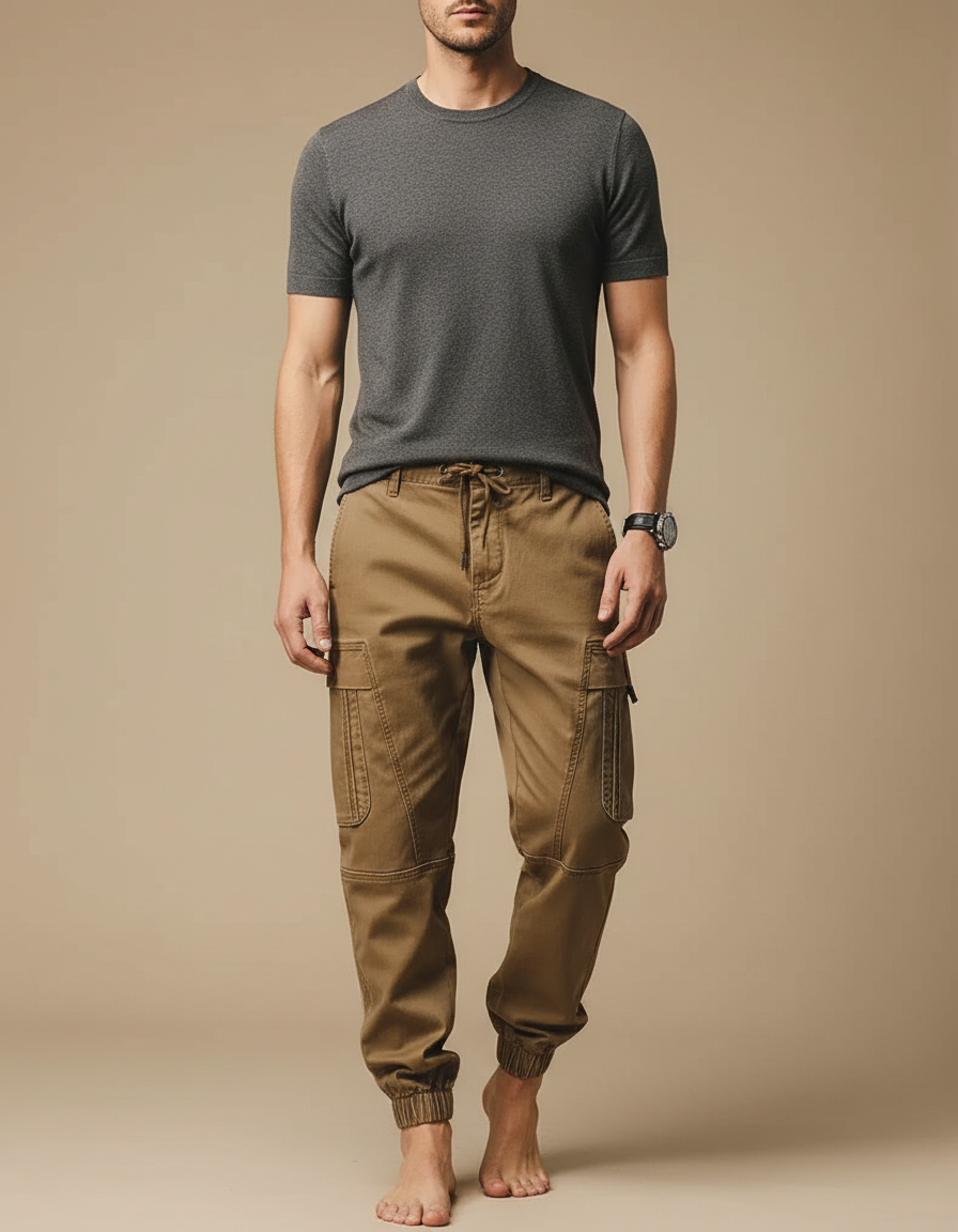 Pantalon Cargo Vintage Homme - Kaki Toile