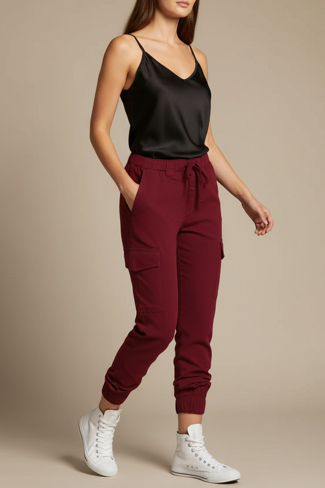 Pantalon Cargo Coton Stretch - Bordeaux