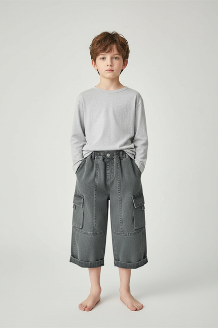 Pantalon Cargo Garçon Gris Large - Jean