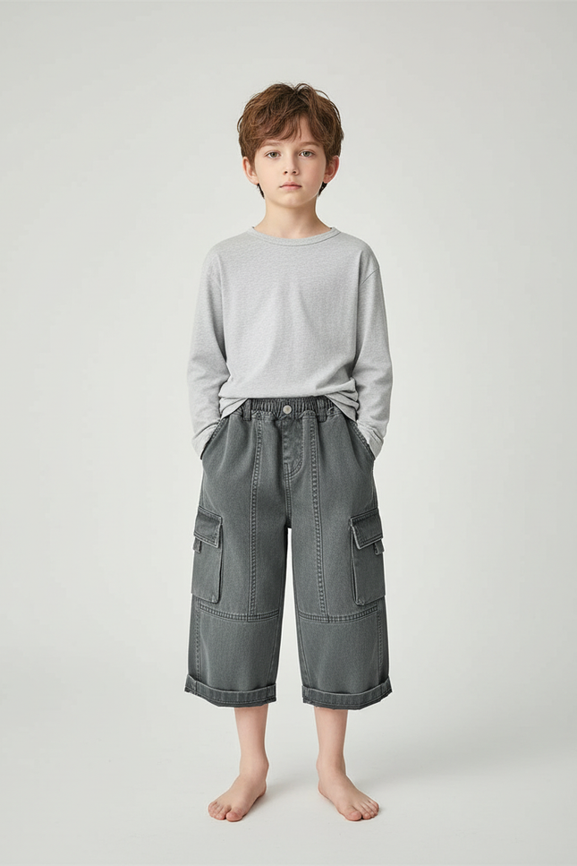Pantalon Cargo Garçon Gris Large - Jean
