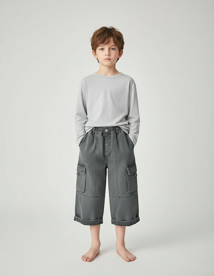 Pantalon Cargo Garçon Gris Large - Jean