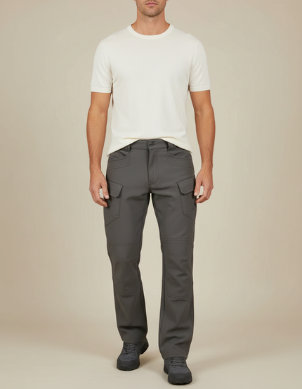 Pantalon Cargo Gris Homme Multipoches Décontracté - Polyester