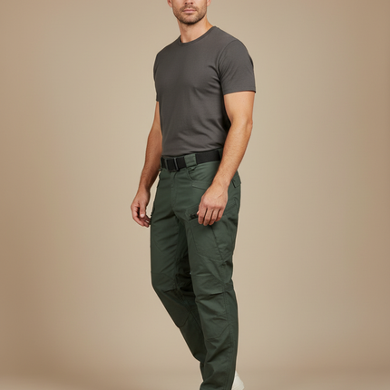 Pantalon Cargo Vert Homme Tactique Multipoches Résistant - Kaki Gabardine