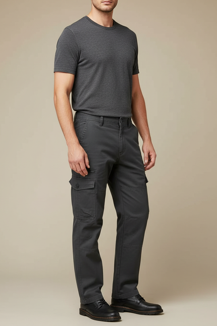 Pantalon Cargo Homme Anthracite Droit Toile - Gris
