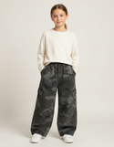 Pantalon Cargo Camouflage Ample Gris Fille Décontracté - Toile