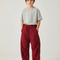 Pantalon Cargo Rouge Ample Coton Garçon - Bordeaux Gabardine