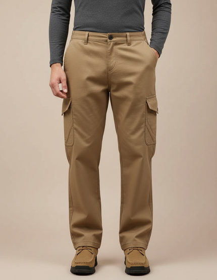 Pantalon Cargo Coupe Droite - Kaki Toile
