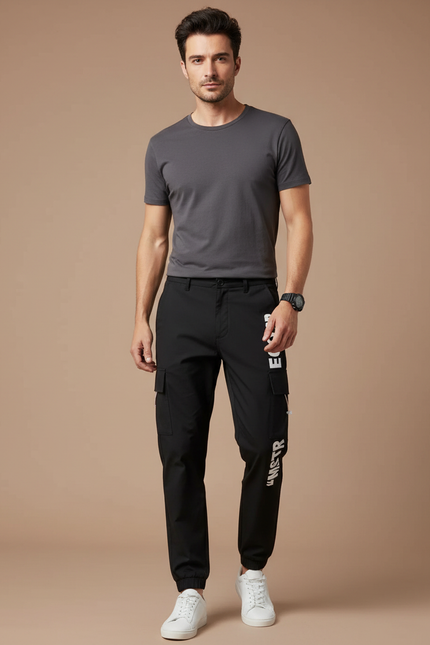 Pantalon Cargo Ajustable - Noir Polyester
