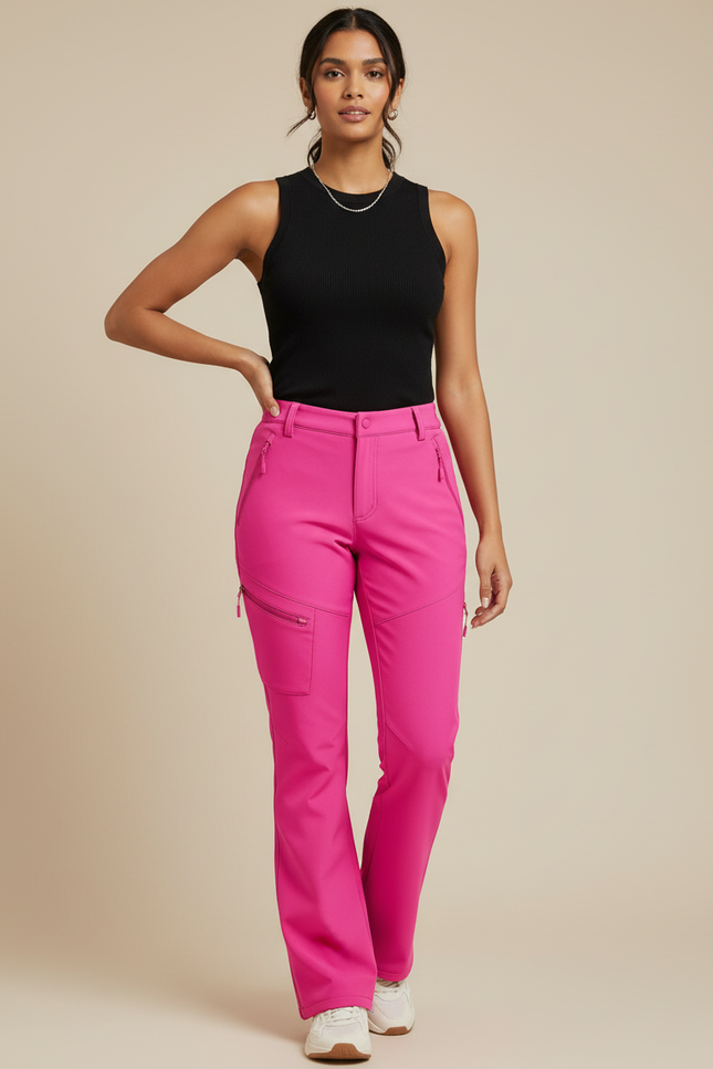 Pantalon Cargo Femme Rose Fuchsia Doublé Polaire Imperméable - Polyester