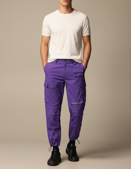 Pantalon Cargo Violet Ample Poches Streetwear Homme - Polyester