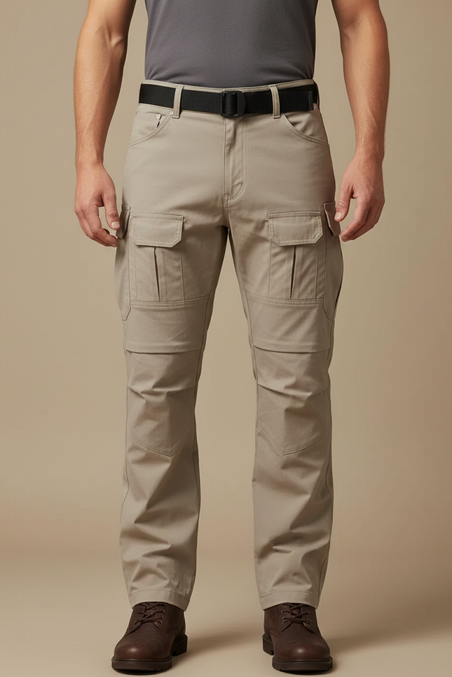 Pantalon Cargo Beige Tactique Multipoches Homme - Toile