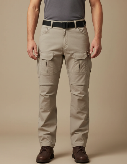 Pantalon Cargo Beige Tactique Multipoches Homme - Toile
