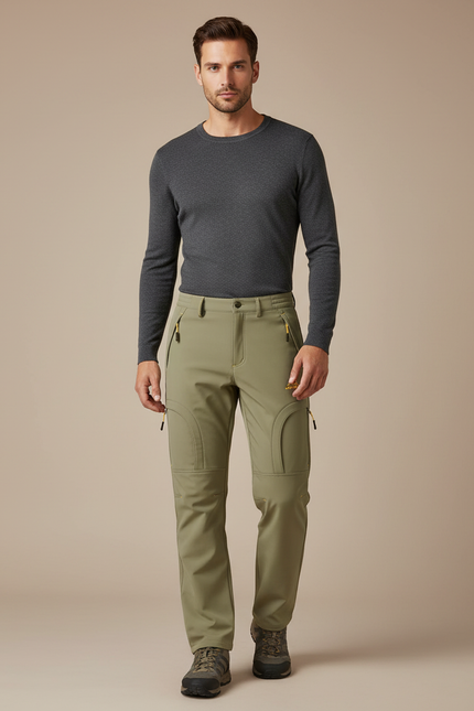 Pantalon Cargo Kaki Doublé Polaire Imperméable Homme - Polyester
