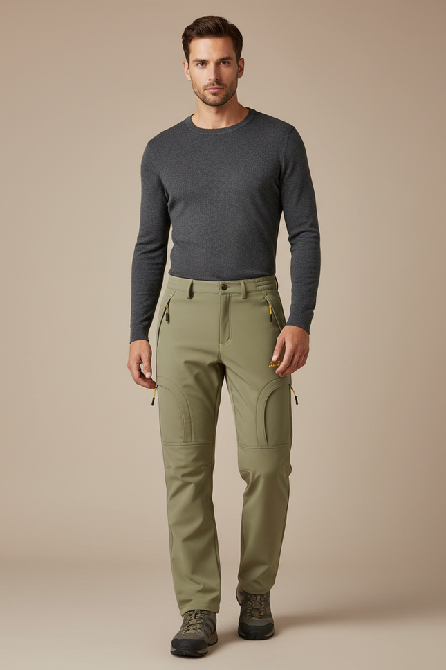 Pantalon Cargo Kaki Doublé Polaire Imperméable Homme - Polyester