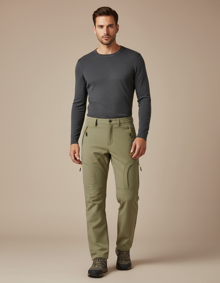 Pantalon Cargo Kaki Doublé Polaire Imperméable Homme - Polyester