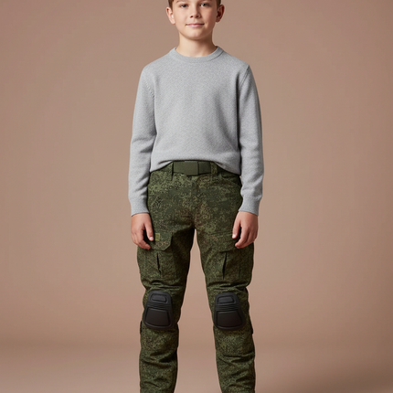 Pantalon Cargo Militaire Camouflage Vert Garçon Tactique - Toile