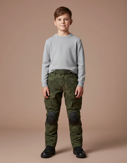 Pantalon Cargo Militaire Camouflage Vert Garçon Tactique - Toile