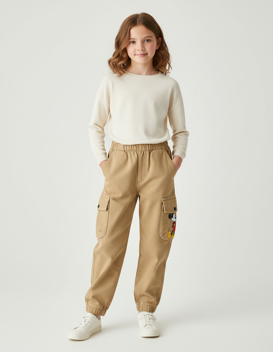Pantalon Cargo Kaki Coton Mickey Enfant - Toile
