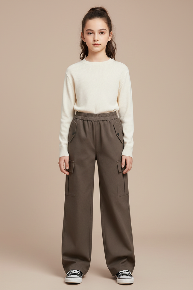 Pantalon Cargo Épais - Kaki Gabardine