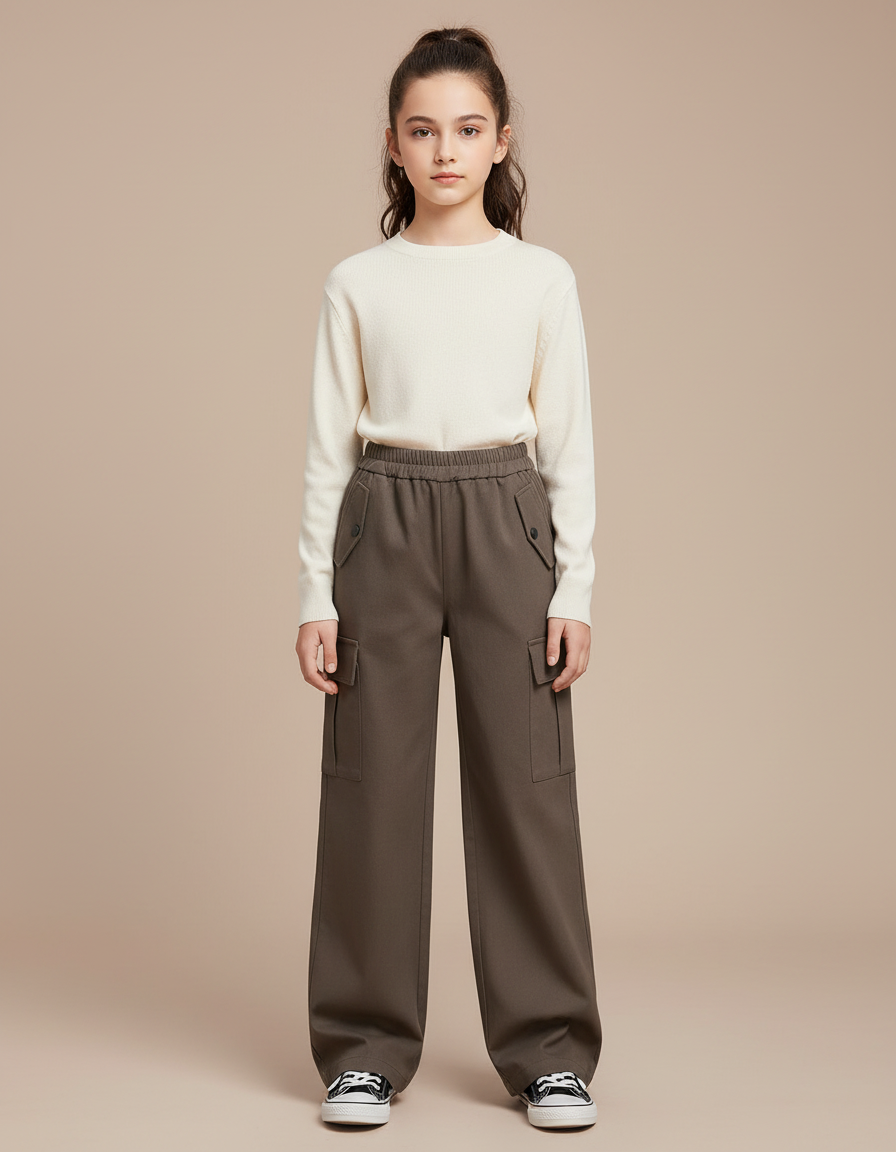 Pantalon Cargo Épais - Kaki Gabardine