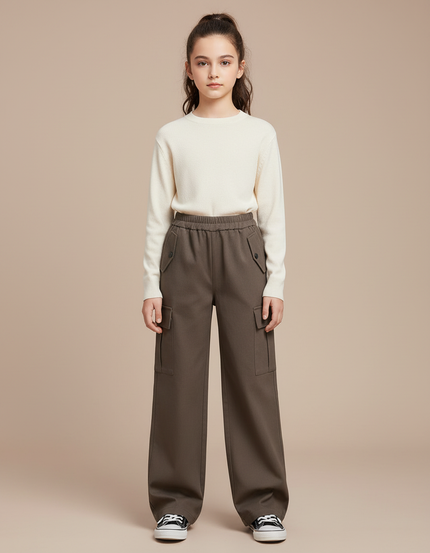 Pantalon Cargo Épais - Kaki Gabardine
