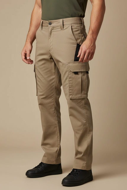 Pantalon Cargo Homme Beige Multipoches Résistant Décontracté - Toile