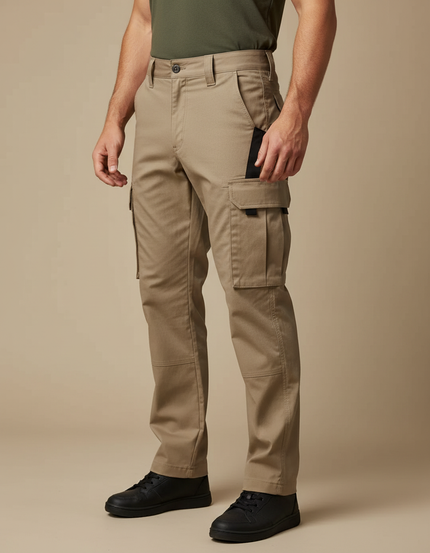 Pantalon Cargo Homme Beige Multipoches Résistant Décontracté - Toile