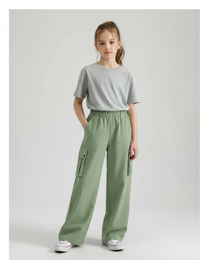 Pantalon Cargo Vert Large Confortable Fille Décontracté - Molleton