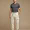 Pantalon Cargo Crème Coton Texturé Décontracté Homme - Beige