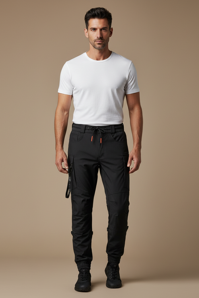 Pantalon Cargo Noir Homme Technique Multipoches Jogger - Polyester