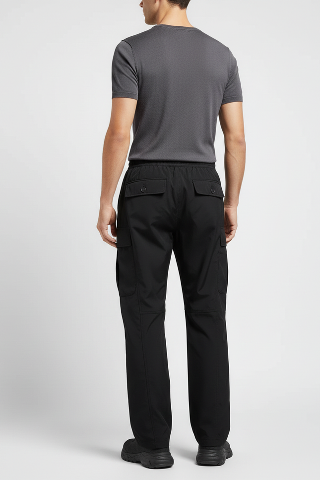 Pantalon Cargo Noir Droit Décontracté Multipoches Homme - Polyester - vue 2