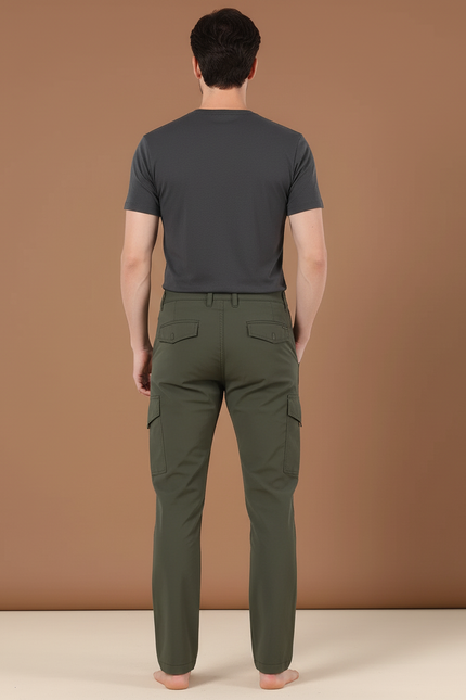 Pantalon Cargo Vert Kaki Droit Homme Multipoches Décontracté - Polyester - vue 2