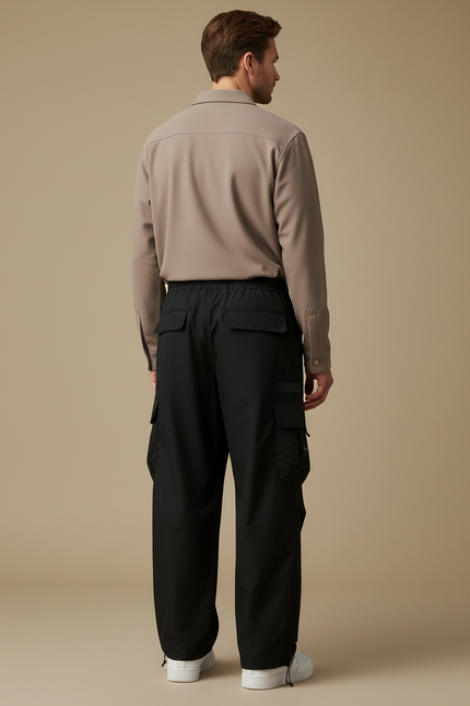 Pantalon Cargo Noir Ample Homme Streetwear - Polyester - vue 2