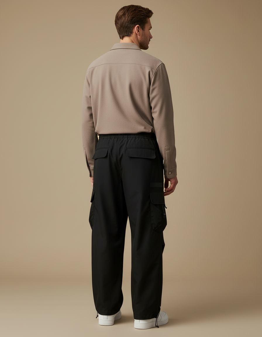 Pantalon Cargo Noir Ample Homme Streetwear - Polyester - vue 2