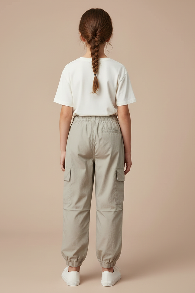 Pantalon Cargo Beige Ample Léger Poches Enfant - Polyester - vue 2