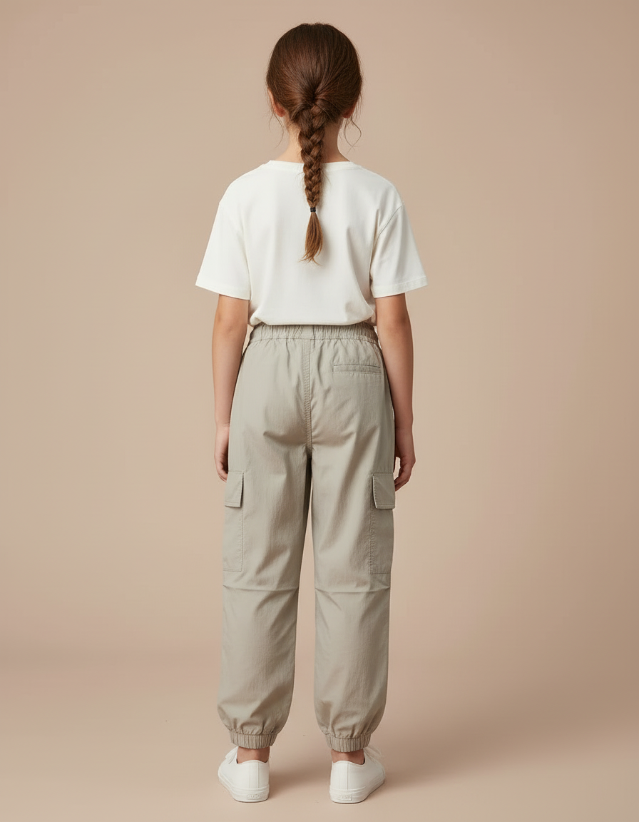 Pantalon Cargo Beige Ample Léger Poches Enfant - Polyester - vue 2