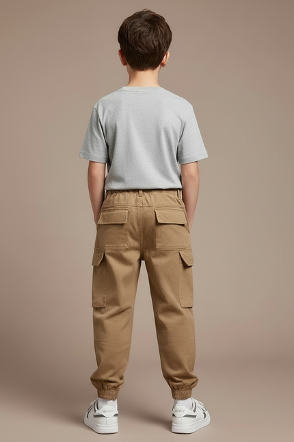 Pantalon Cargo Beige Coton Multipoches Garçon - vue 2