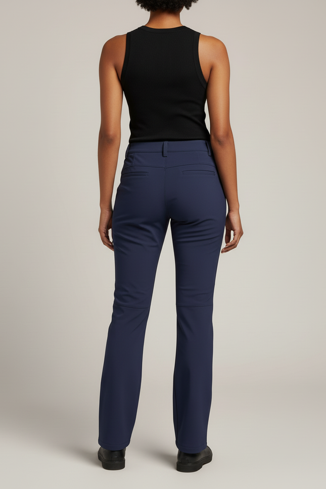 Pantalon Cargo Bleu Marine Coupe Droite Multipoches Décontracté - Polyester - vue 2