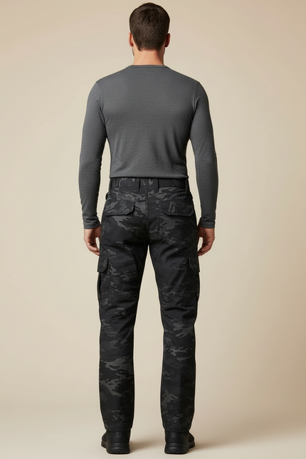 Pantalon Cargo Camouflage Militaire Noir Homme Tactique Multipoches - Toile - vue 2