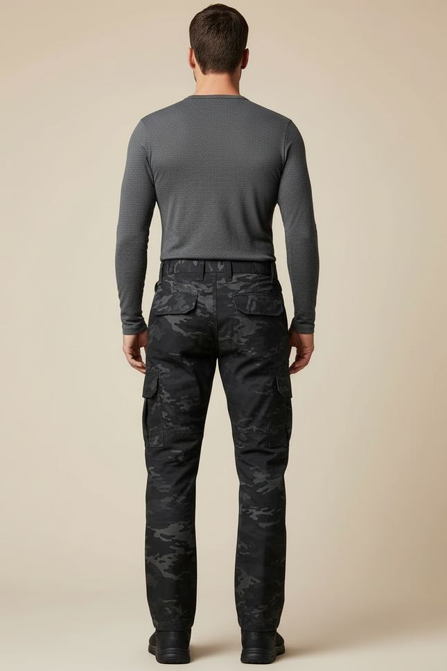 Pantalon Cargo Camouflage Militaire Noir Homme Tactique Multipoches - Toile - vue 2